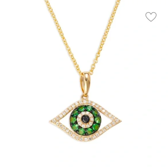 EFFY 14k Gold Diamond Evil Eye Necklace - Picture 1 of 5